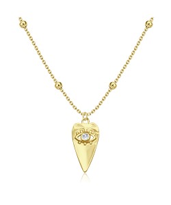 Evil Eye Heart Silver Necklace SPE-5598-GP